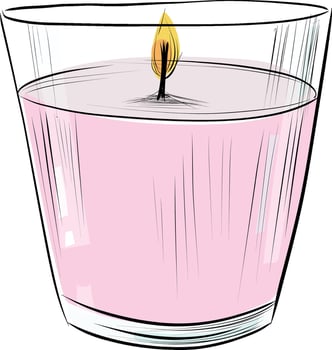 Pink decorative candle with dripping wax vector