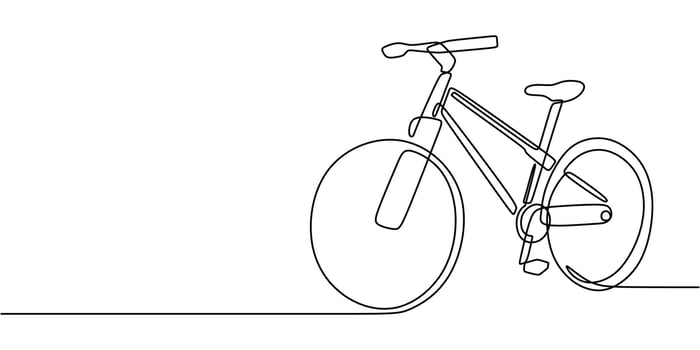 A cycling bike drawn in a single continuous line. Concept of a healthy lifestyle, mobility, and sport. vector