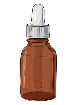 Brown glass dropper bottle sketch vector