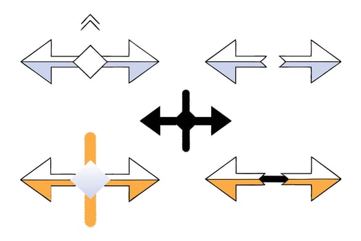 Flat Two Way Arrows Icon Set Minimal Directional Design for UI and Infographics vector