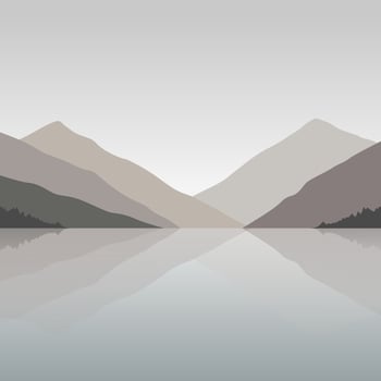 Flat Illustration Design of Mountains with Lake Below vector