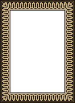 square gold with black national Persian ornament. Rectangle, frame, border, ethnic pattern of the peoples of Iran, Iraq vector