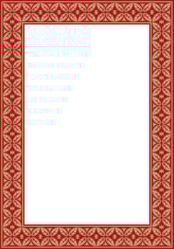 square gold with red ancient Russian ornament. Slavic rectangle, border, frame. Painting royal chambers. vector