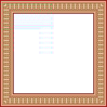 gold with red square Egyptian ornament. Rectangle, frame, ancient Egypt. Pattern lotus flowers and sun vector