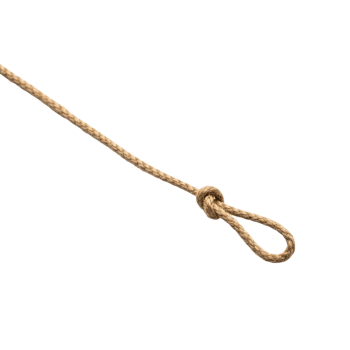 A simple knot tied in a coarse brown rope on a transparent background png