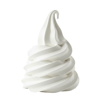 A swirl of creamy white soft serve ice cream against a transparent background png