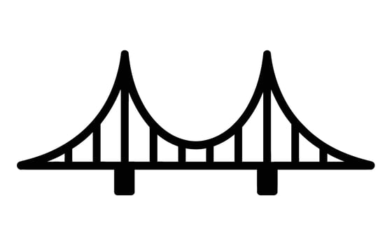 A black and white illustration of a bridge vector