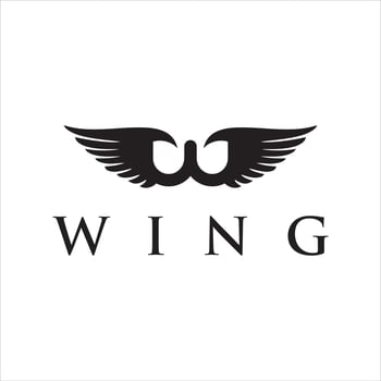 Elegant Wing Logo Featuring Stylized Lettering and Wing Imagery for Brand Identity and Visual Communication Design vector