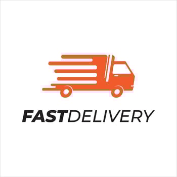 Dynamic Orange Delivery Truck Logo Concept Captures Speed and Efficiency Delivering Goods With the Text FASTDELIVERY vector