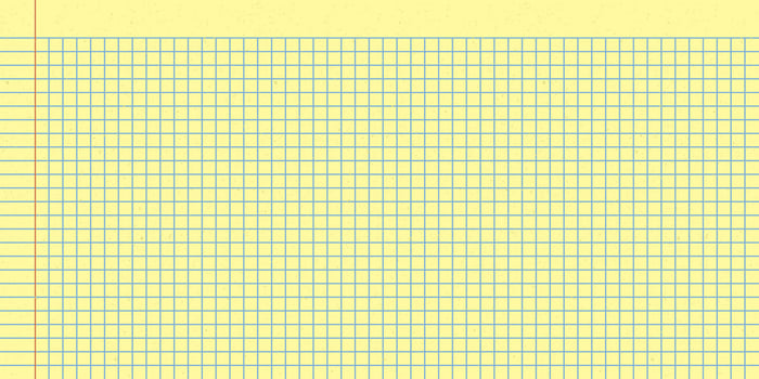 Yellow notebook sheet with grid and ruled line designs. Checkered legal pad paper for school and office use vector