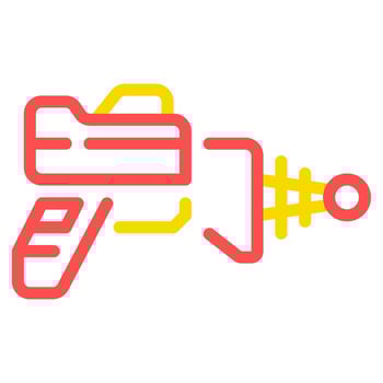 A red and yellow gun icon on a white background vector