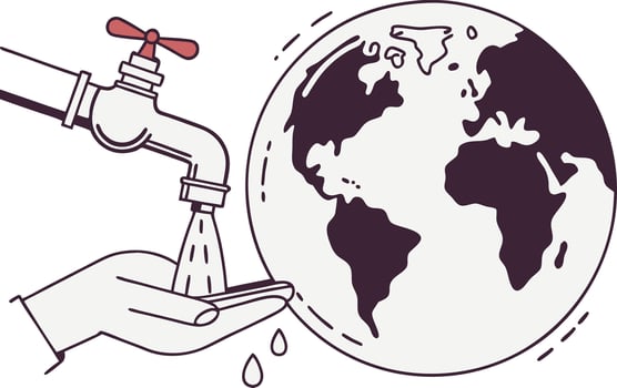 Artistic Water Conservation Illustration Depicting Climate Action and Resource Preservation Themes vector