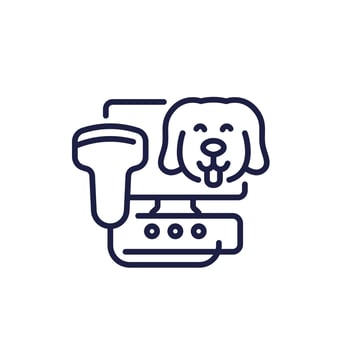 ultrasound for dogs line icon, pet ultrasonography vector