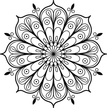 Black floral mandala design on white background vector