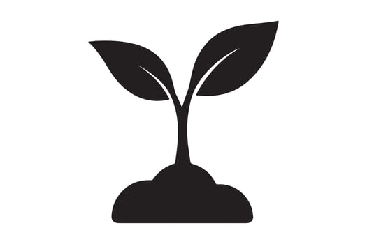 Silhouette of a small plant growing from a mound of soil vector