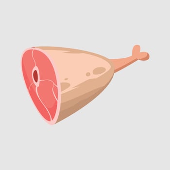 Depiction of a ham hock, a savory food product derived from the leg of pork for delicious meals. vector
