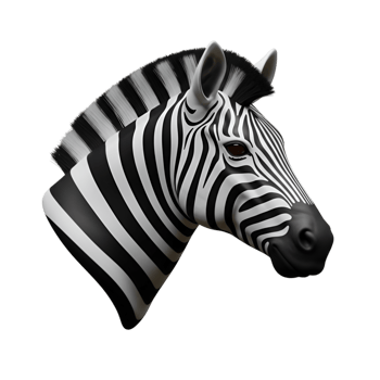 Zebra Head with Black White Stripes png