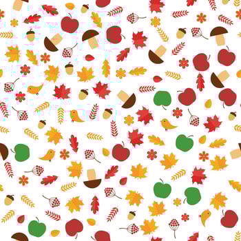Autumn leaves and fruits pattern design vector