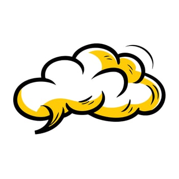 A yellow cartoon cloud is isolated on white background vector