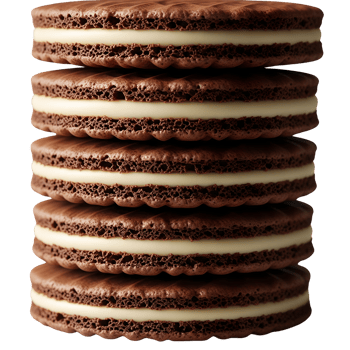 A tempting stack of chocolate sandwich cookies with creamy filling beckons, promising a sweet and indulgent treat isolated on transparent background png