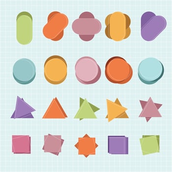 Modern Colorful abstract shapes in a seamless pattern. Abstract shapes in pastel colors. A variety of abstract shapes create a playful and vibrant design. Colorful shapes vector