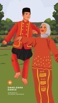 Dancers in traditional Gorontalo attire vector
