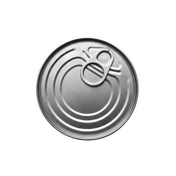 A top view of a closed metal can isolated on transparent background png