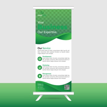 green roll up banner design template vector