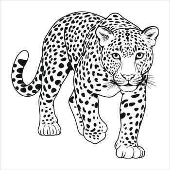 Striking Leopard Illustration with Bold Black Spots A Powerful Feline in a Classic Black and White Design vector