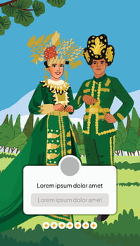 Traditional costume celebration with characters vector