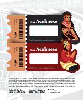 Acehnese cultural event ticket design vector