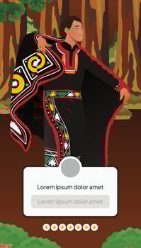 Person in traditional attire in forest vector