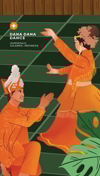 Traditional Dana Dana dance in Gorontalo vector