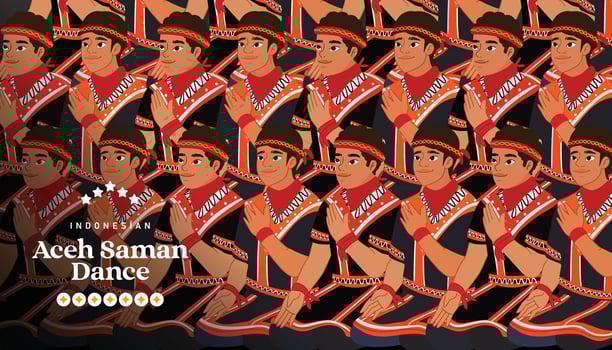 Indonesian Aceh Saman dance performers vector