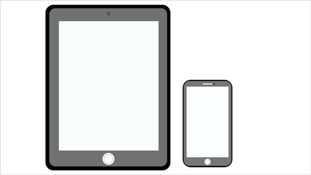 a smartphone and tablet are shown next to each other vector