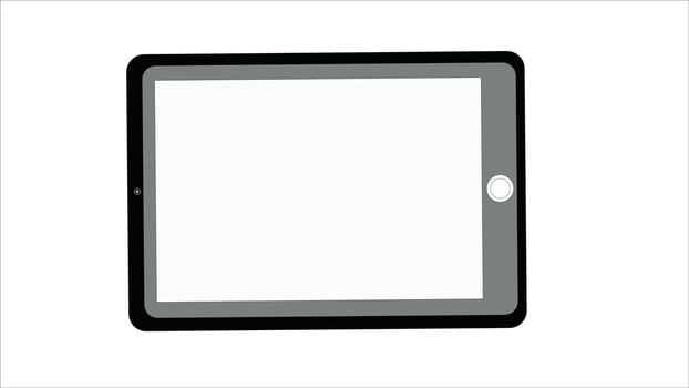 Laptop Tablet Horizontal Illustration Scene Empty White Screen vector