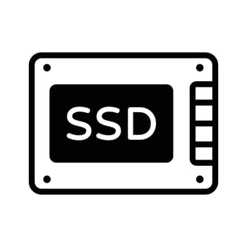 Stylish glyph icon of SSD high-speed drive. vector