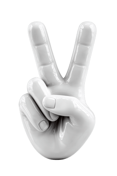 Peace Symbol Hand Gesture in Glossy White Finish png