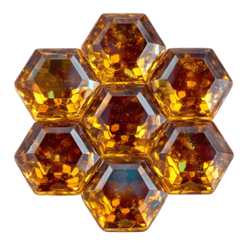 Stunning Golden Amber Hexagons with Sparkling Surface Texture png