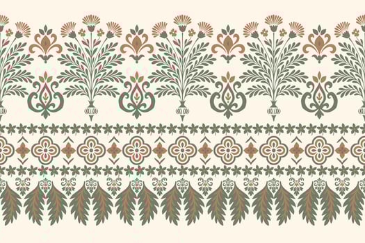 Floral pattern design in green and peach vector