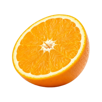 Juicy orange half with visible segments and textured peel png