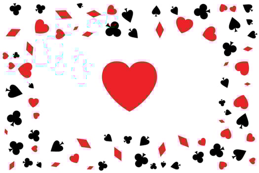 Poker concept frame with ace of hearts in the center vector