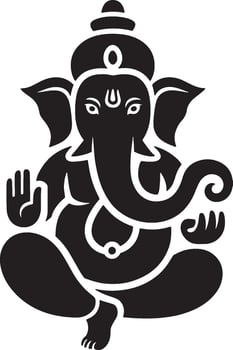 Ganesha Icon Hindu God of New Beginnings, Wisdom, and Success, Spiritual and Religious Symbol in Black Silhouette. vector