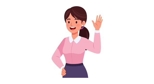 A woman waving her hand up in the air vector