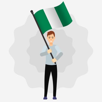 Boy with Nigerian flag illustration vector