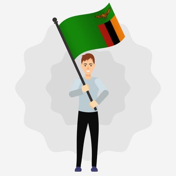 Happy Man Holding Zambia Flag vector