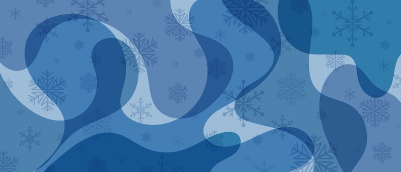 Blue abstract winter background with wavy shapes and snowflakes for winter design. Holiday graphic element for greeting card, banner, cover design. vector