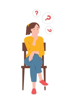 Woman thinking on a chair vector