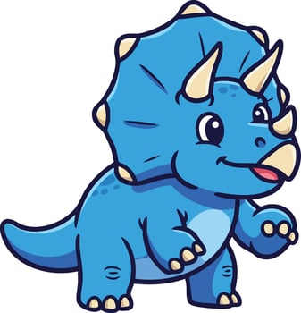 Blue Triceratops Dinosaur Cartoon Character Illustration for Kids and Educational Content vector