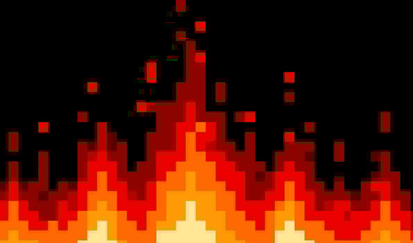 A pixel fire with red and orange flames vector